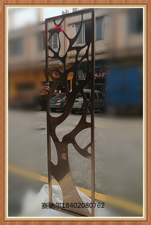不锈钢 现代时尚屏风 杭州 玫瑰金镂空花格 家居隔断装饰